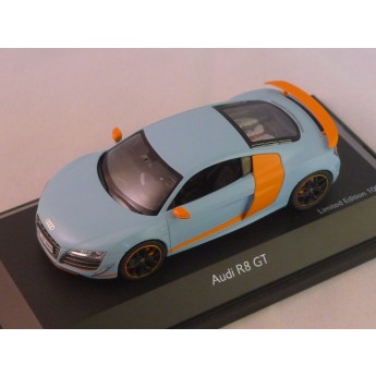 Audi R8 gt 2010 gulf racing bleu et orange 1/43