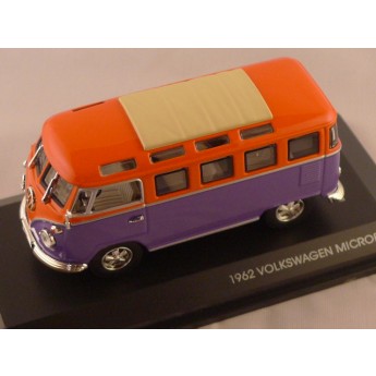 Volkswagen vw microbus 1962 violet et orange yatming  1/43